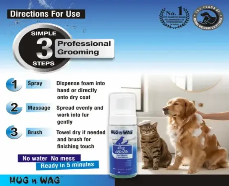 TTK Hug N Wag Dry Bath Foam Cleanser for Dogs and Cats, 150 ML at ithinkpets.com (2)