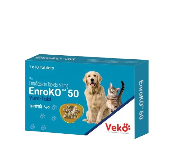 Veko Enroko Yum Tab 50 MG (Enrofloxacin) Tablet Dogs & Cats, 10 Tablets at ithinkpets.com (1) (1)