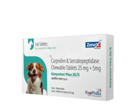 Zenex Karpofen Plus 25 -5 MG Tablets (Carprofen & Serratiopeptidase) for Dogs, 6 Tablets at ithinkpets.com 1