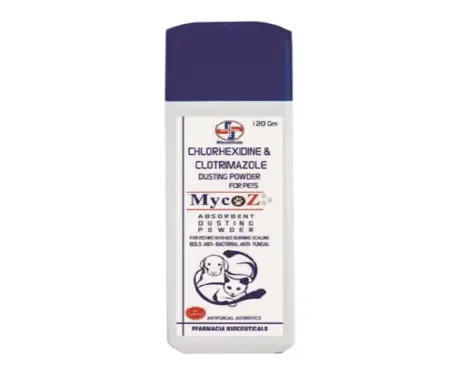 Pfarmacia Mycoz Pet Dusting Powder for Pets, 120 GM at ithinkpets.com 1 (1)
