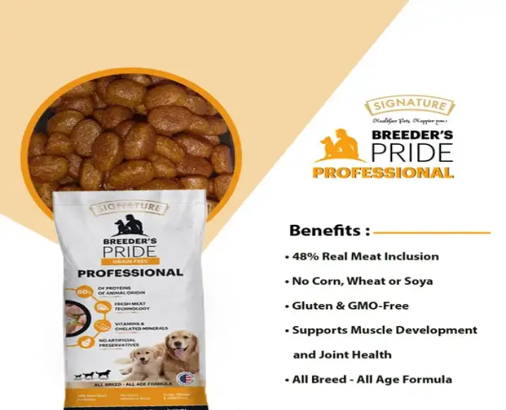Signature professional breeder dog food for active and adult dogs Ithinkpets.com