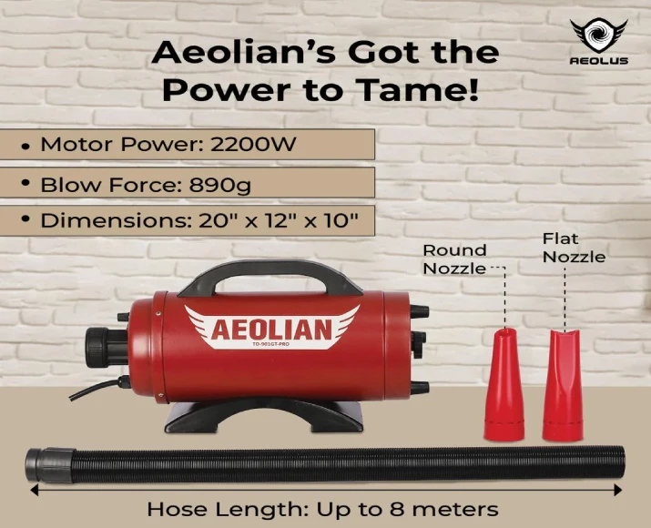 Aeolian Pro Ametek Powered Dryer, Single Motor (TD-901GT-PRO) at ithinkpets.com 11