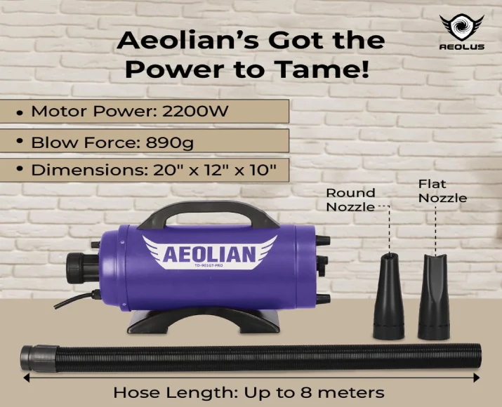 Aeolian Pro Ametek Powered Dryer, Single Motor (TD-901GT-PRO) at ithinkpets.com 3