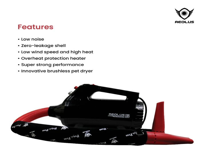 Aeolus Nova Brushless Motor Dryer for Pets, Black, (TD-941NOVA) at ithinkpets.com 8