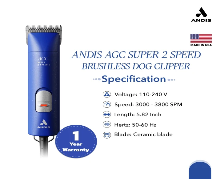 Andis AGC Super 2 Brushless Clipper for Pets at ithinkpets.com 8