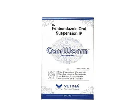 Vetina Canworm Suspension (Fenbendazole) for Deworming, 30 ML at ithinkpets.com 1 (1)