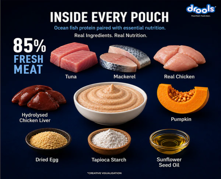 Drools Ocean Fish Mousse Adult Cat Wet Food, 80 GM at ithinkpets.com 5