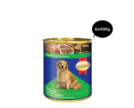SmartHeart Chicken With Vegetables Adult Dog Cans, Wet Dog Food,6 Cans x 400 GM at ithinkpets.com 2 (1)