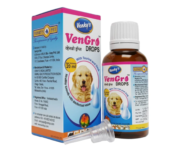 Venkys Vengro Multivitamin Drops for Puppies & Small Dogs, 20 ML at ithinkpets.com 1 (1)